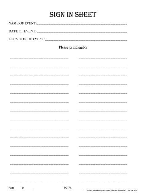 rep sign in sheet.